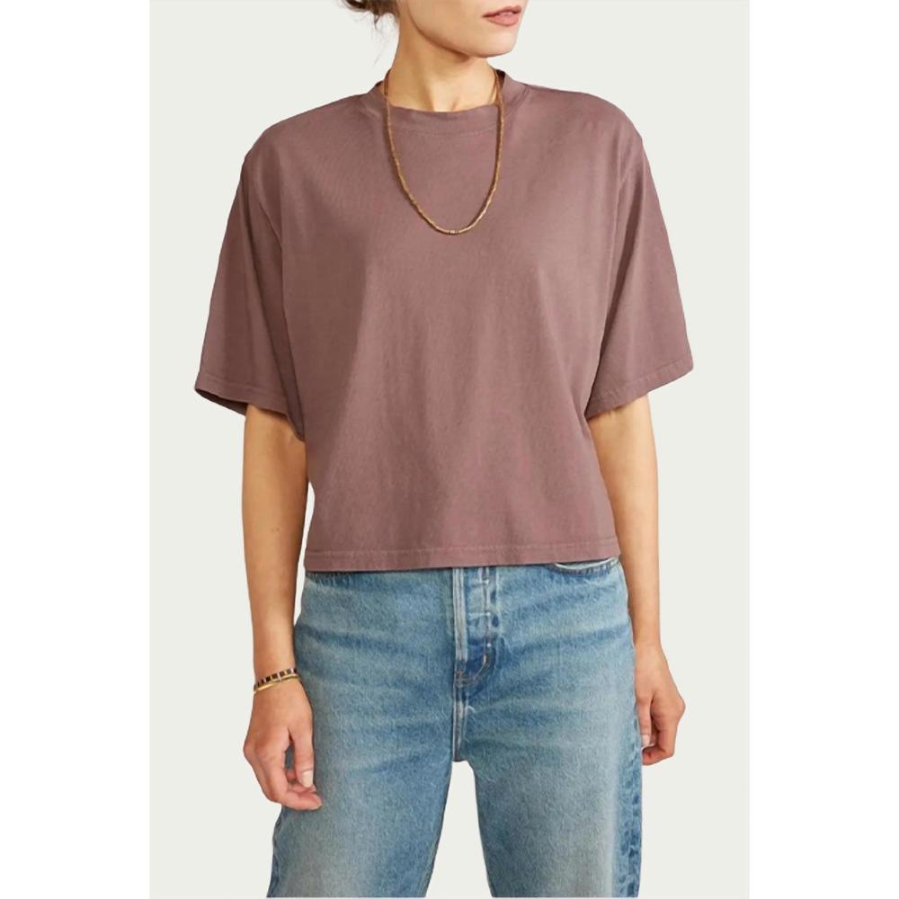 NEW ETICA sylvie boxy organic cotton t-shirt in perppercorn